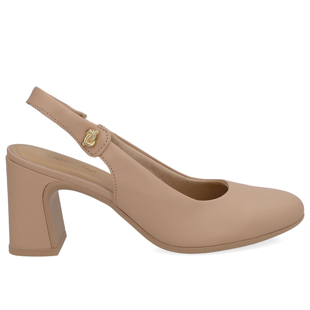 Slingback Bege Couro Detalhe Nó