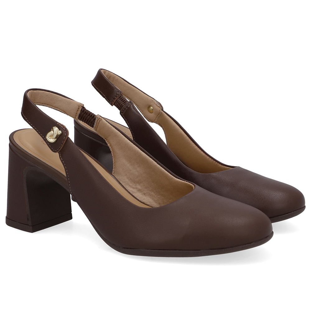 Slingback Marrom Pinhão Couro Detalhe Nó Marrom 2