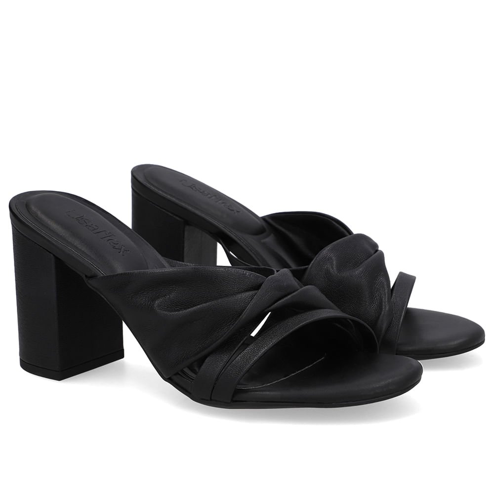 Tamanco Preto Couro Torcido Preto 2