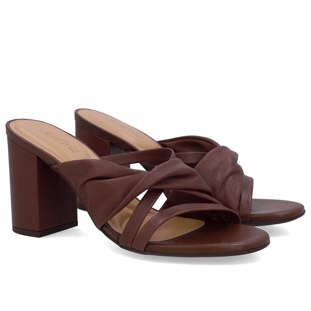 Tamanco Marrom Pinhão Couro Torcido Marrom 2