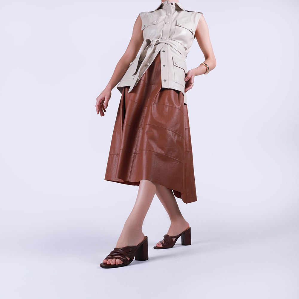 Tamanco Marrom Pinhão Couro Torcido Marrom 4