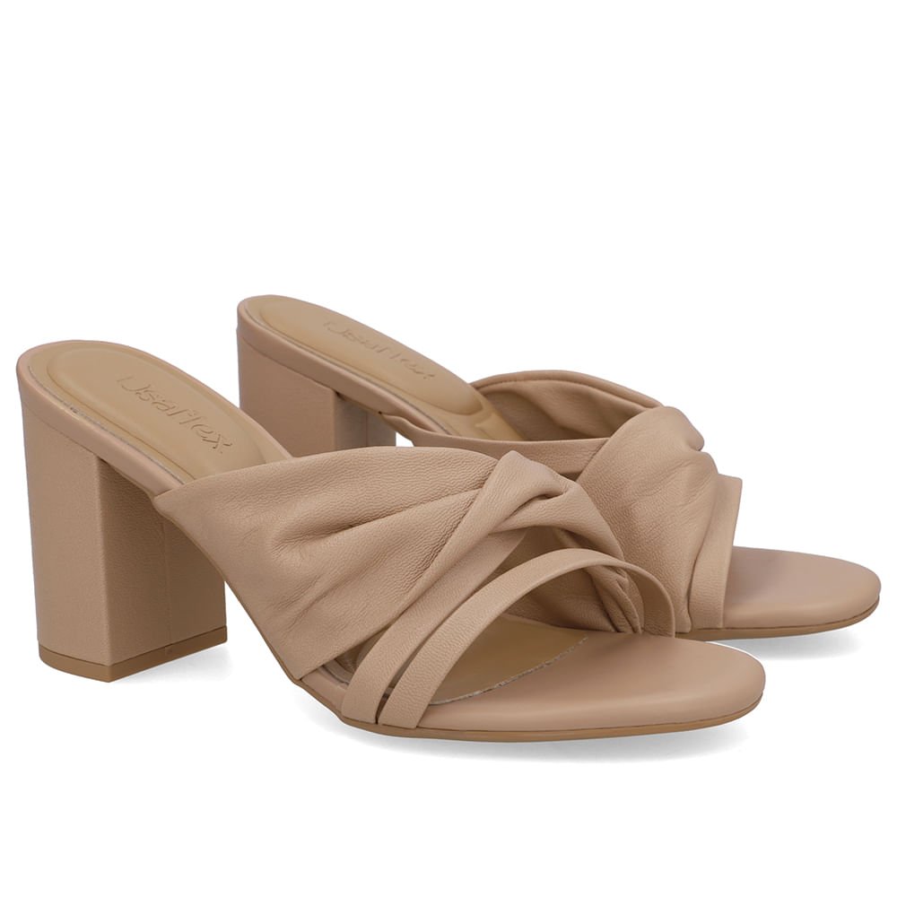 Tamanco Bege Couro Torcido Bege 2