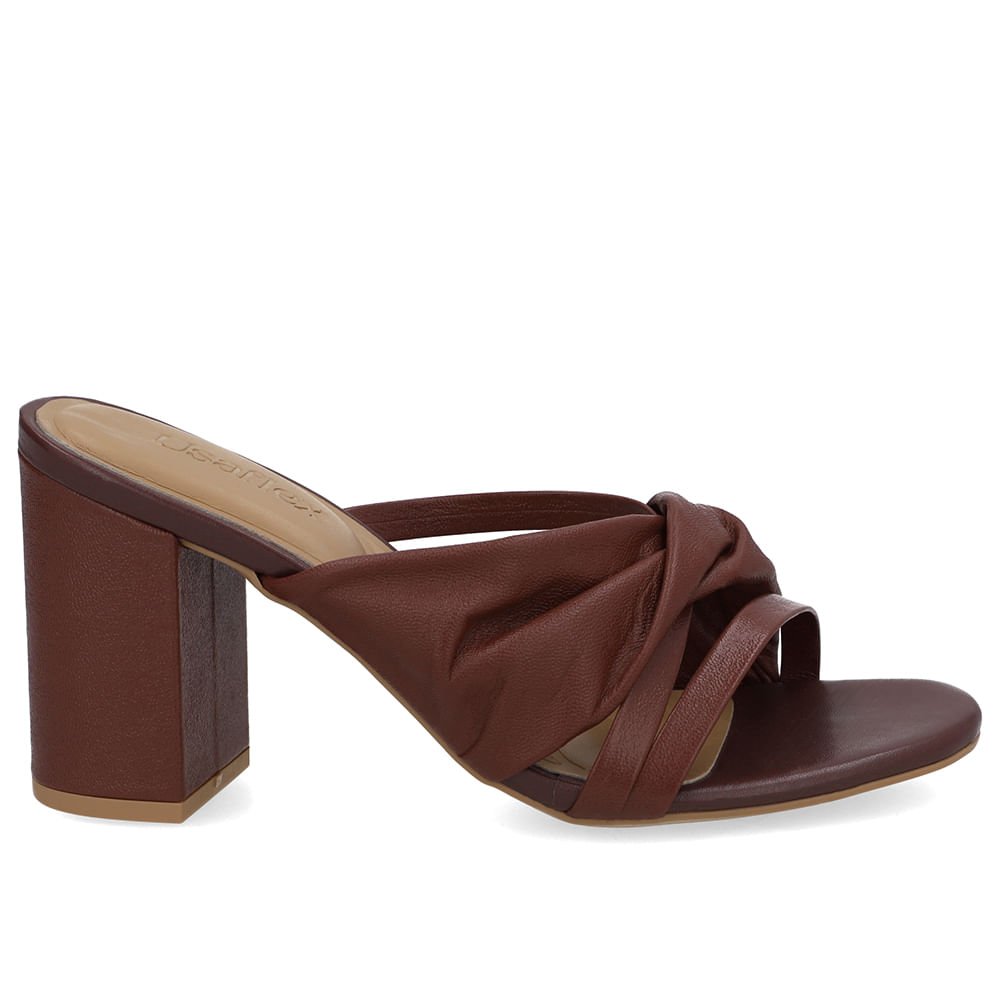 Tamanco Vermelho Couro Torcido