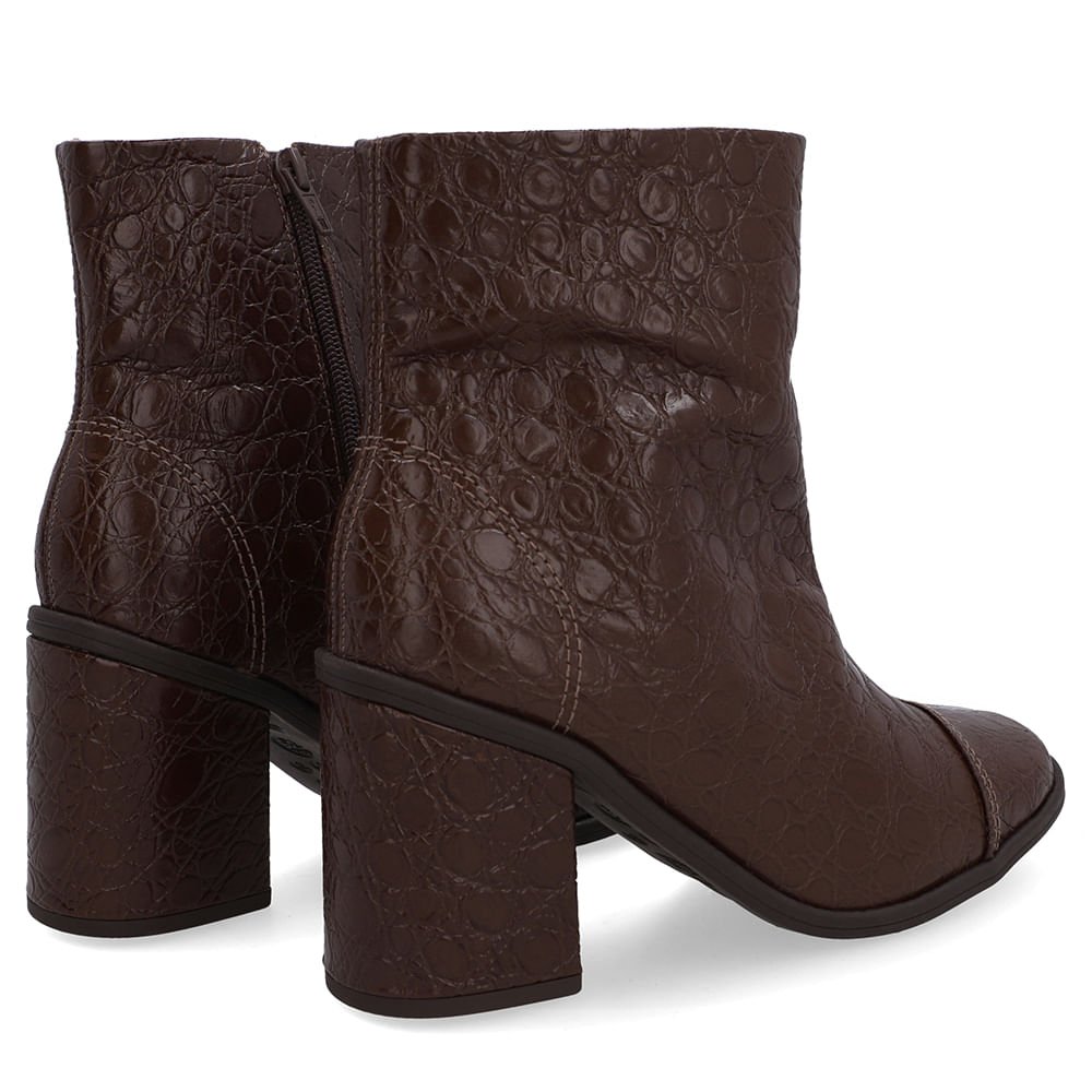 Bota Bico Redondo Couro Croco Marrom Marrom 3