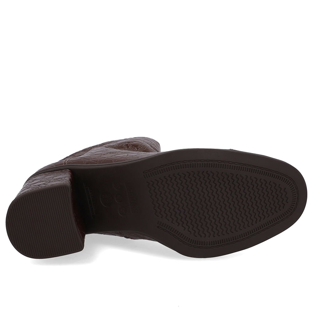 Bota Bico Redondo Couro Croco Marrom Marrom 5