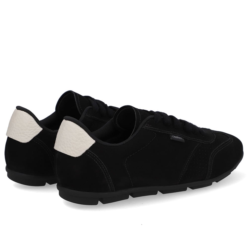 Tênis Couro Preto Recortes Preto 3