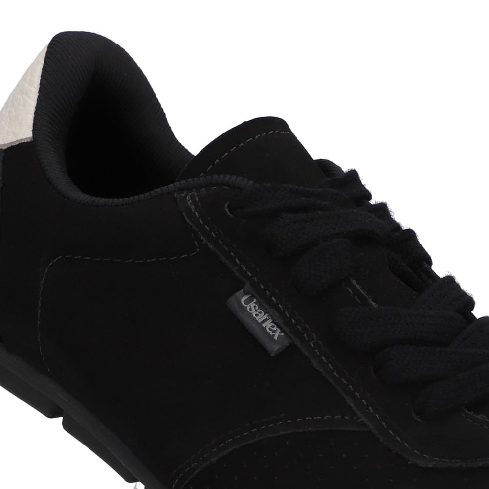 Tênis Couro Preto Recortes Preto 4
