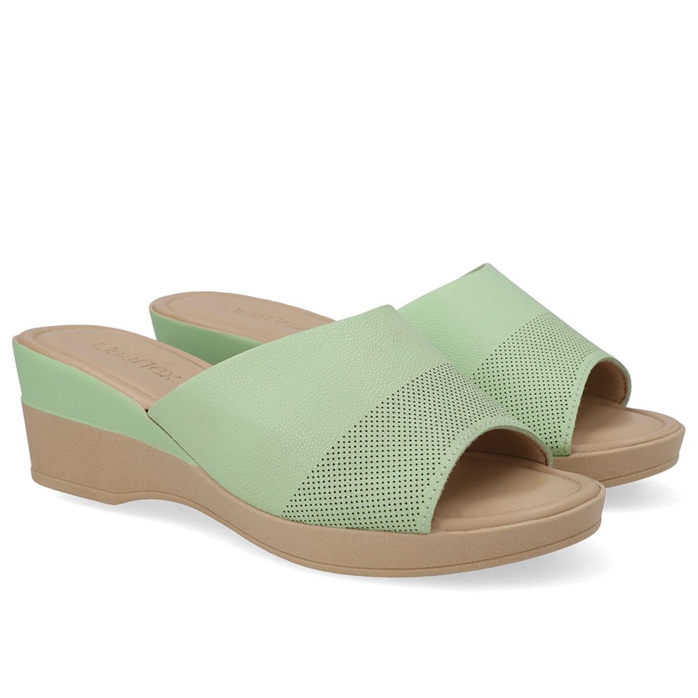 Tamanco Salto Plataforma Couro Verde Verde 2