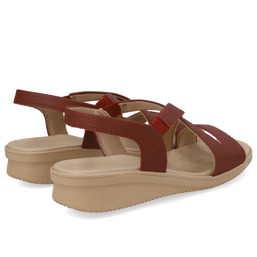 Sandália Plataforma Couro Vermelha Vermelho 3