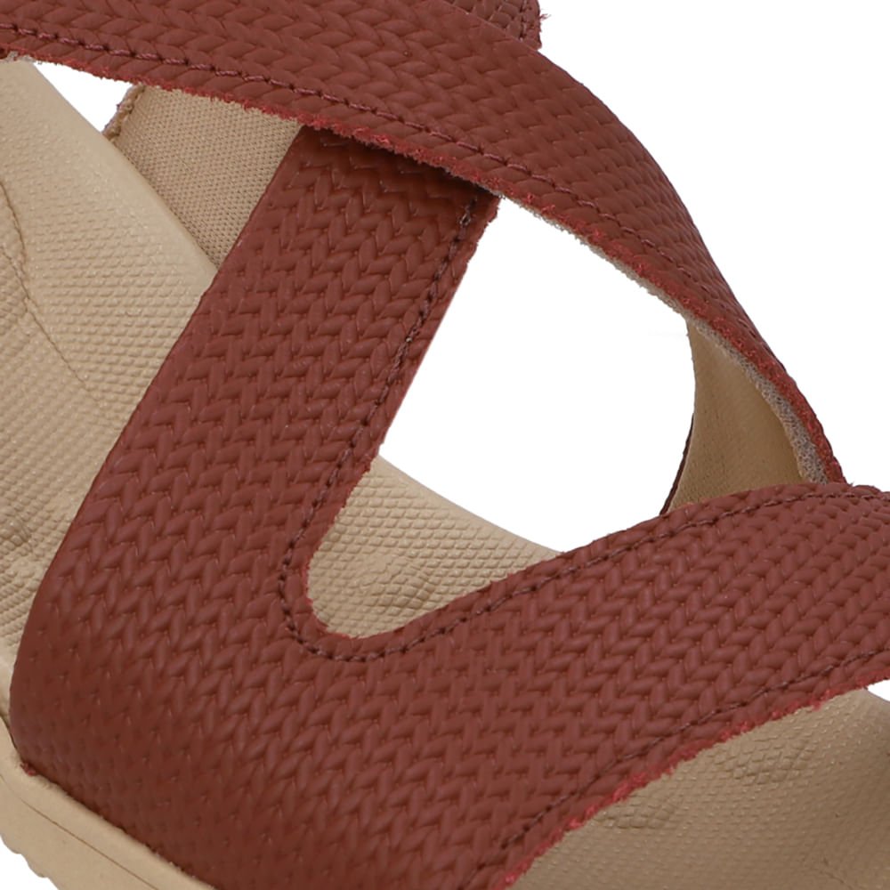 Sandália Plataforma Couro Vermelha Vermelho 4