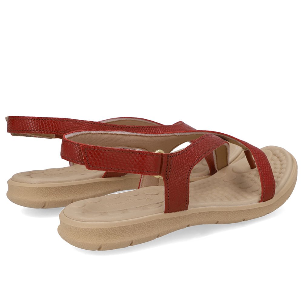 Sandália Couro Vermelha Tiras Vermelho 3