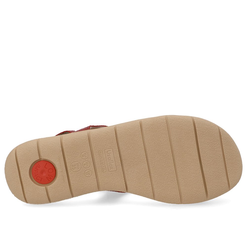 Sandália Couro Vermelha Tiras Vermelho 5