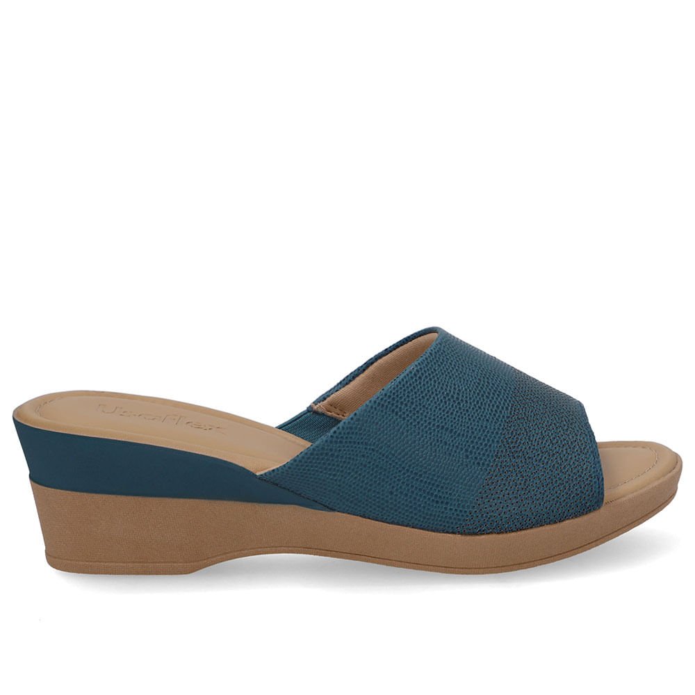 Tamanco Salto Plataforma Couro Azul