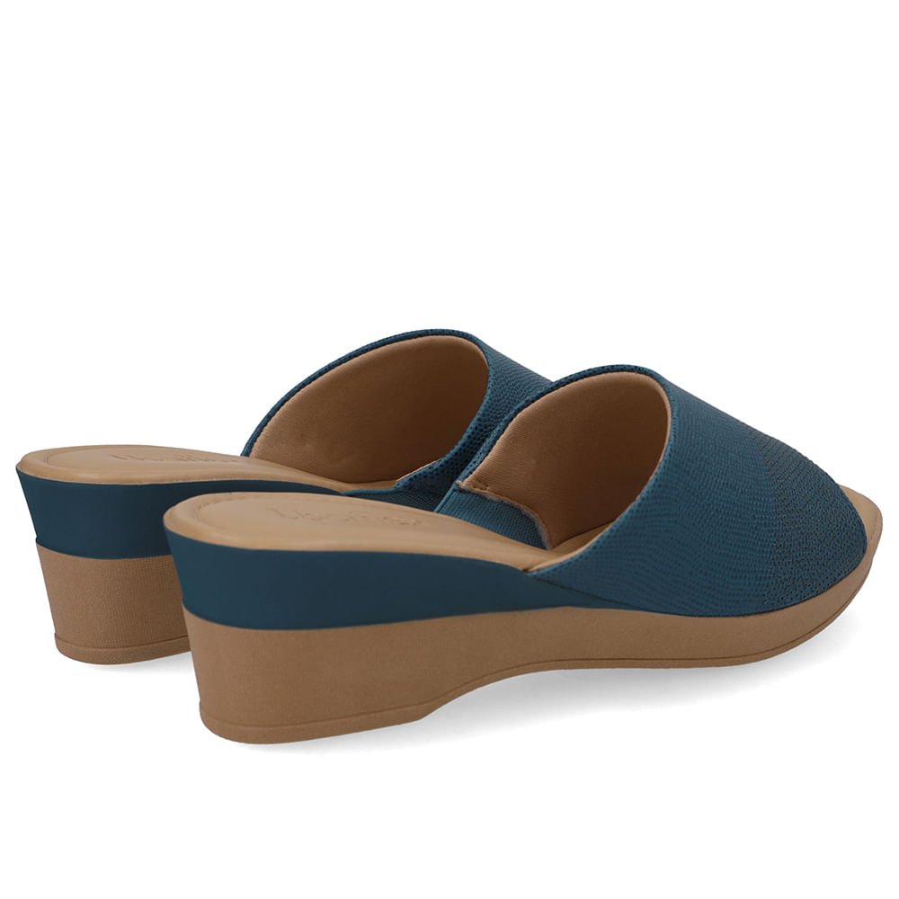 Tamanco Salto Plataforma Couro Azul Azul 3