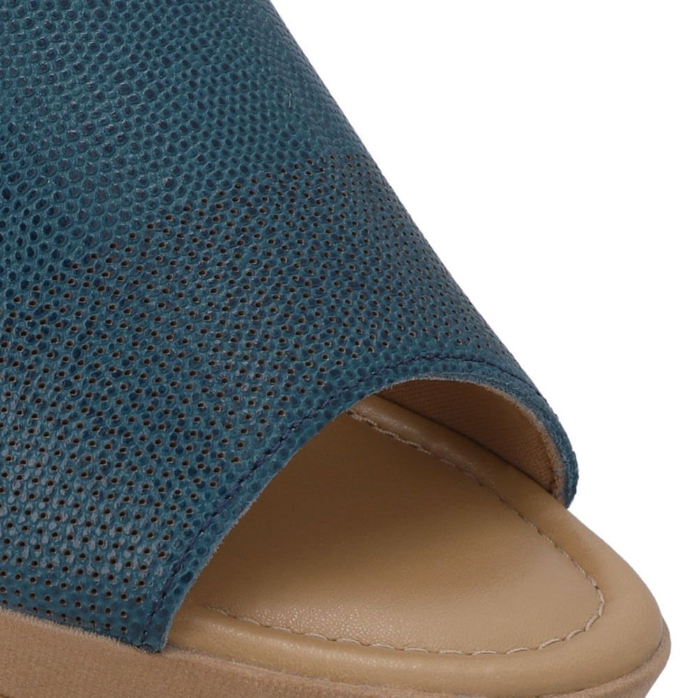 Tamanco Salto Plataforma Couro Azul Azul 4
