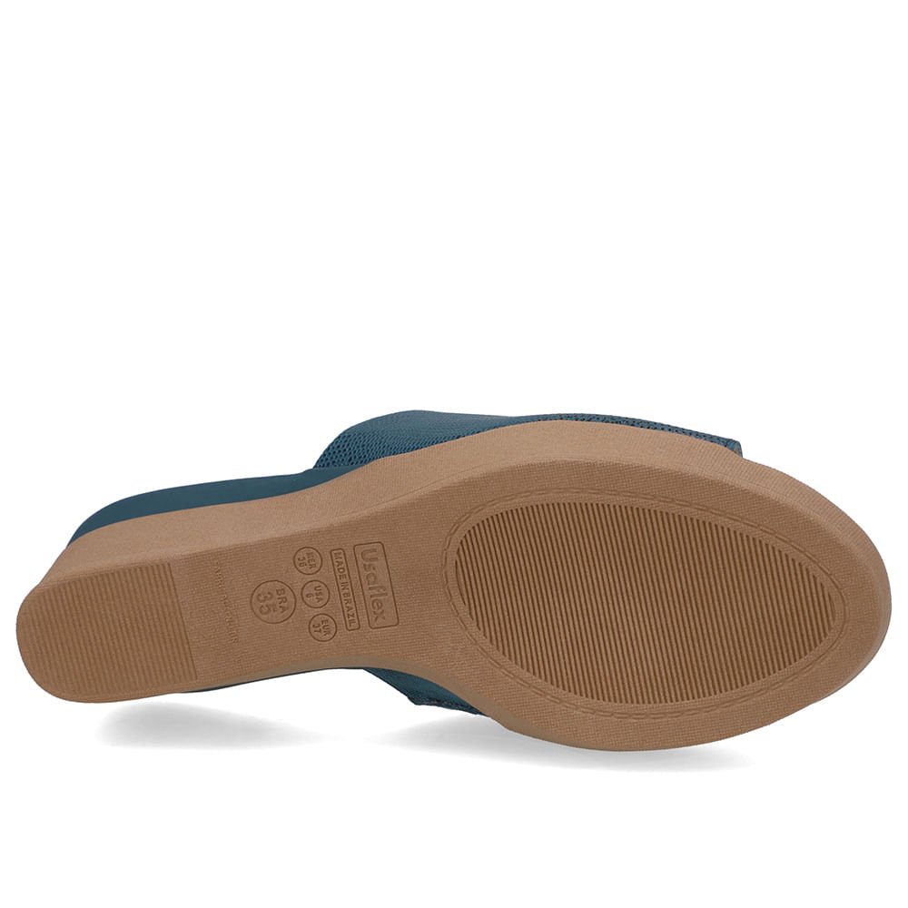 Tamanco Salto Plataforma Couro Azul Azul 5