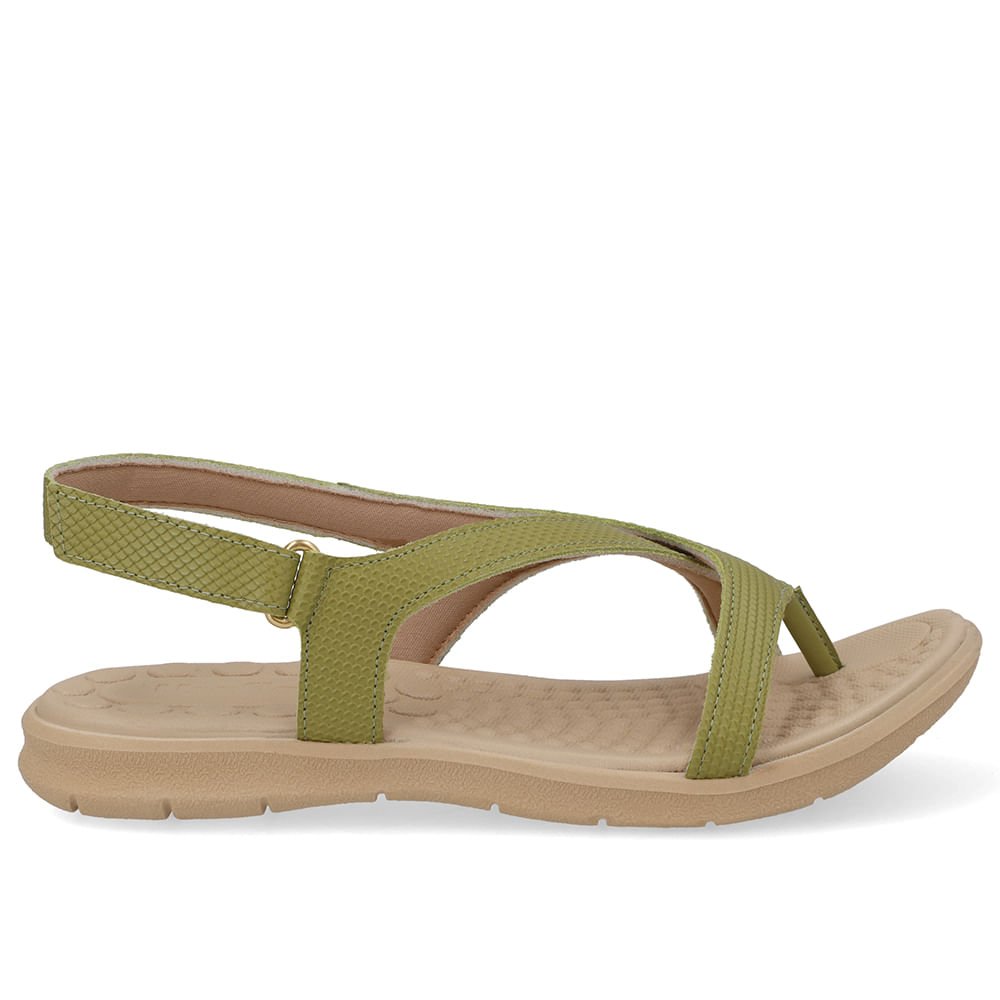 Sandália Couro Verde Tiras