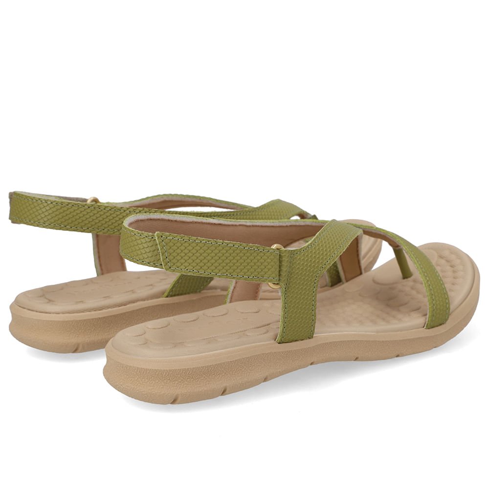 Sandália Couro Verde Tiras Verde 3