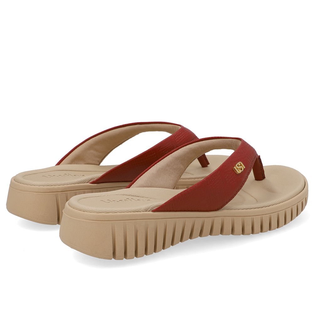 Chinelo Plataforma Couro Vermelho Vermelho 3