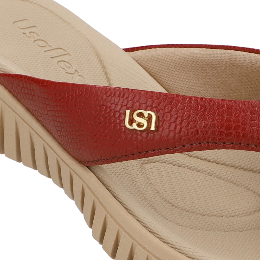 Chinelo Plataforma Couro Vermelho Vermelho 4