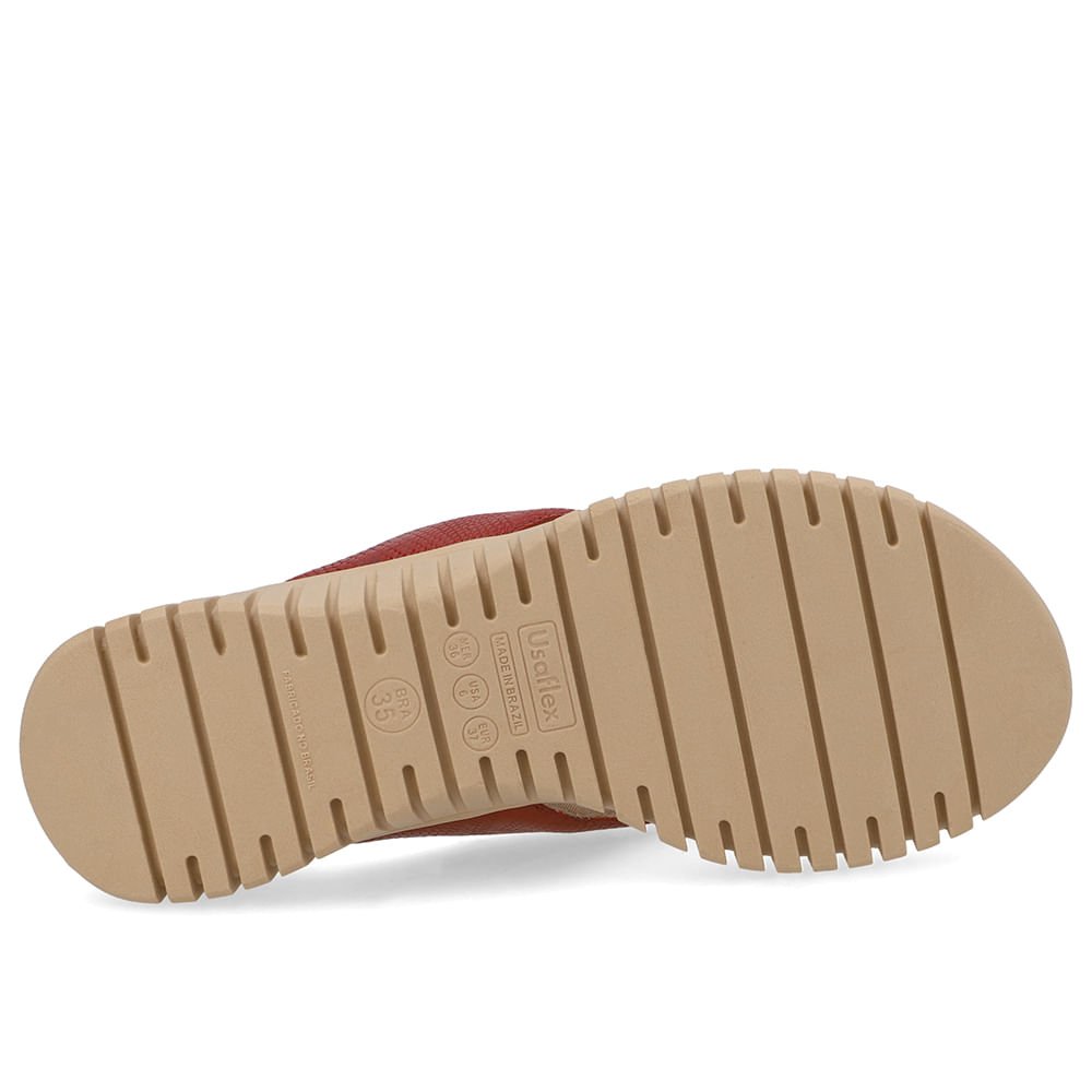 Chinelo Plataforma Couro Vermelho Vermelho 5