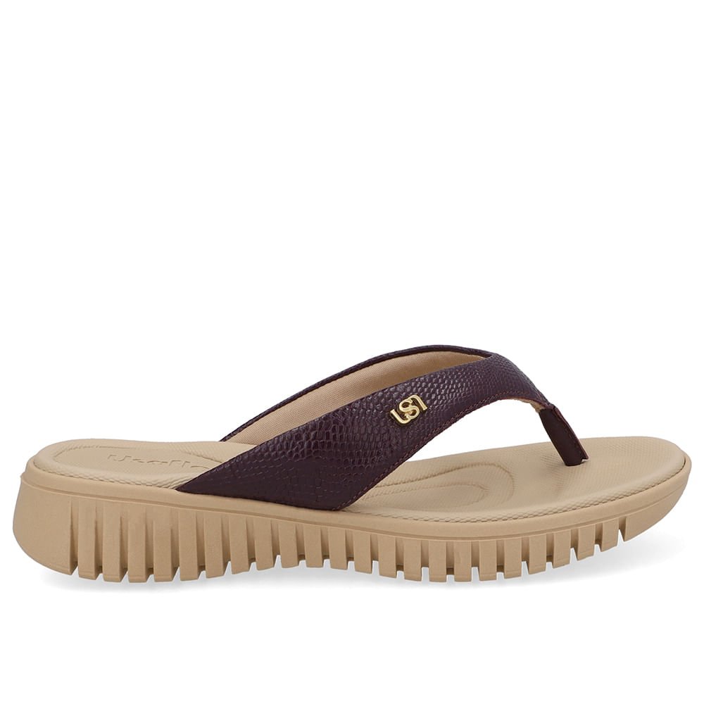 Chinelo Plataforma Couro Roxo