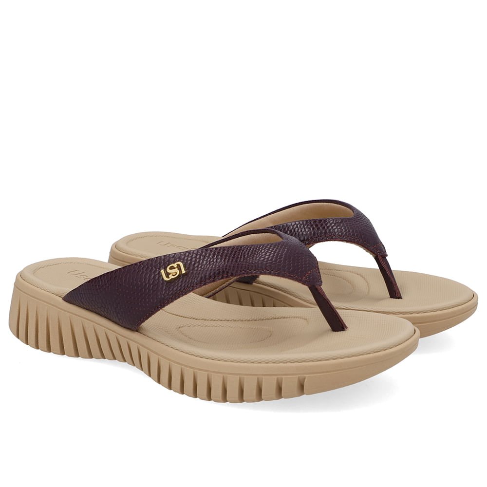 Chinelo Plataforma Couro Roxo Roxo 2