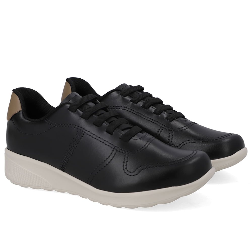 Tênis Couro Preto Costura Preto 2