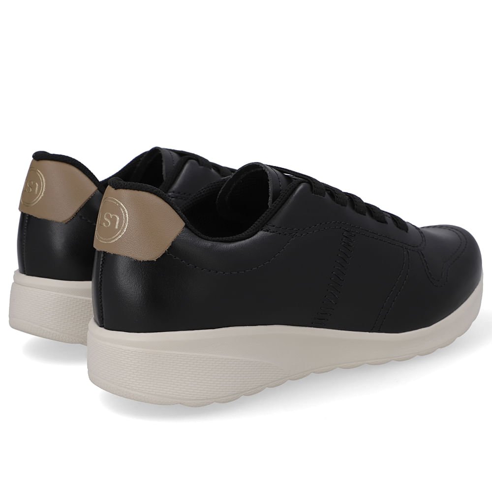 Tênis Couro Preto Costura Preto 3