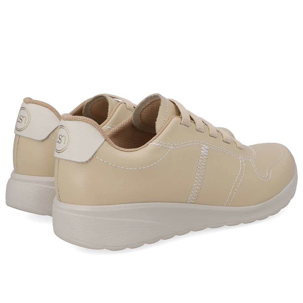 Tênis Couro Bege Costura Bege 3