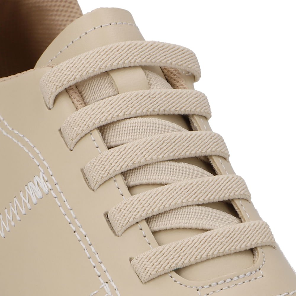 Tênis Couro Bege Costura Bege 4