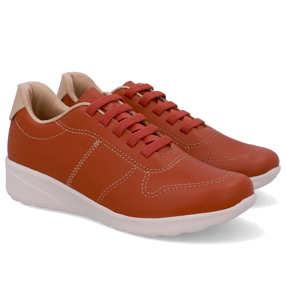 Tênis Couro Marrom Costura Marrom 2