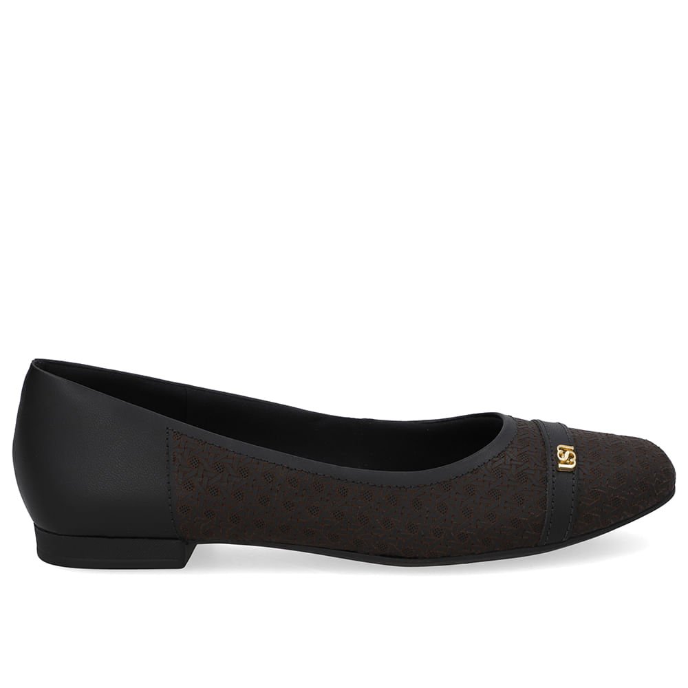 Sapatilha Preta Couro Laser