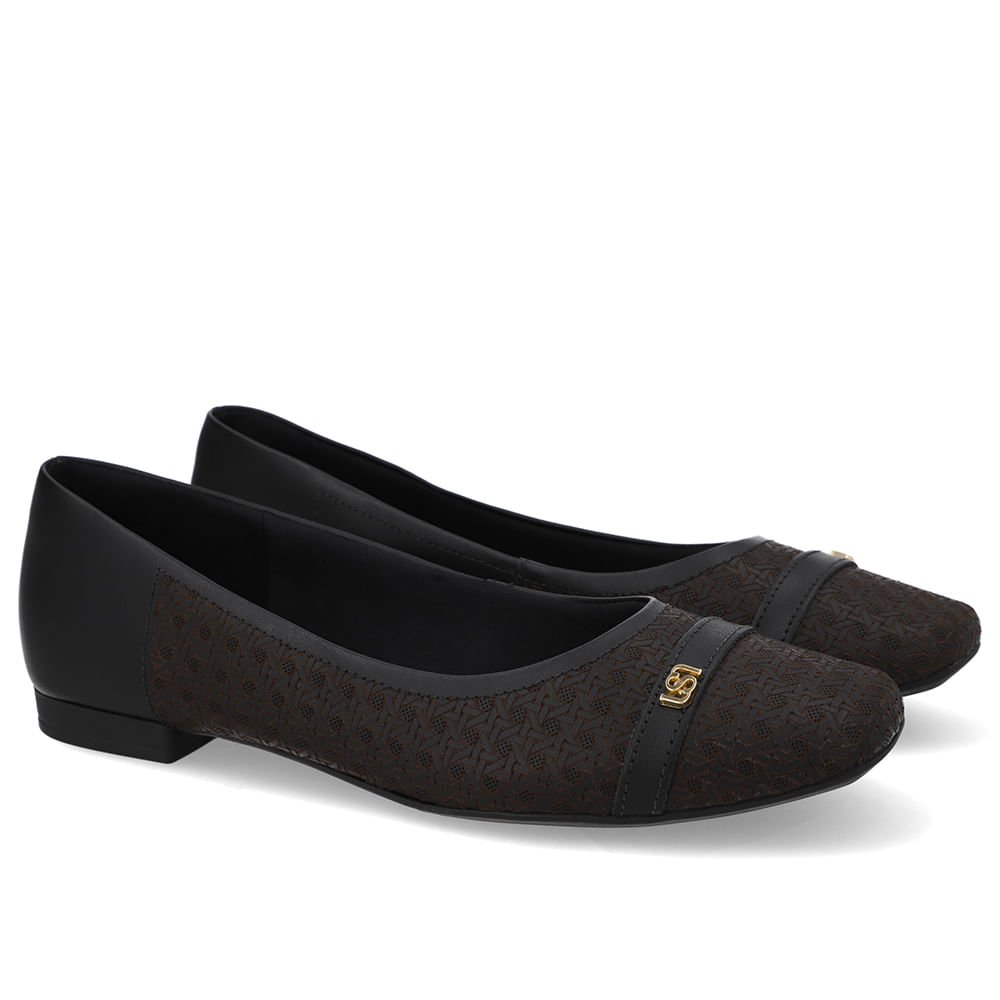 Sapatilha Preta Couro Laser Preto 2