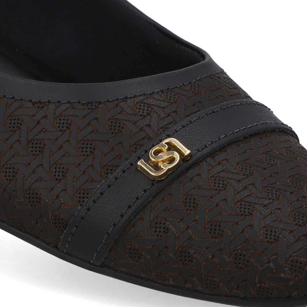 Sapatilha Preta Couro Laser Preto 4