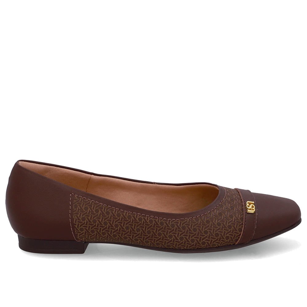 Sapatilha Marrom Pinhão Couro Laser