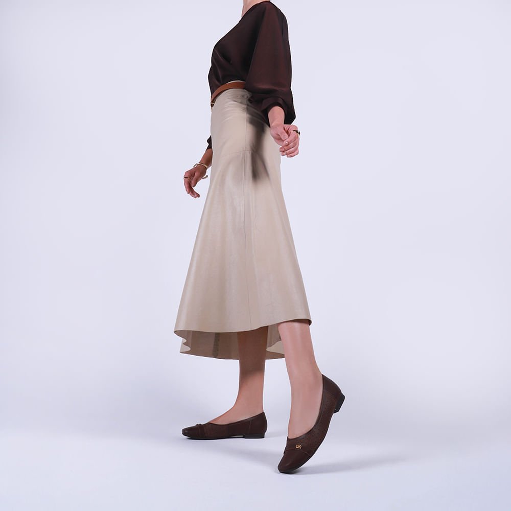 Sapatilha Marrom Pinhão Couro Laser Marrom 4