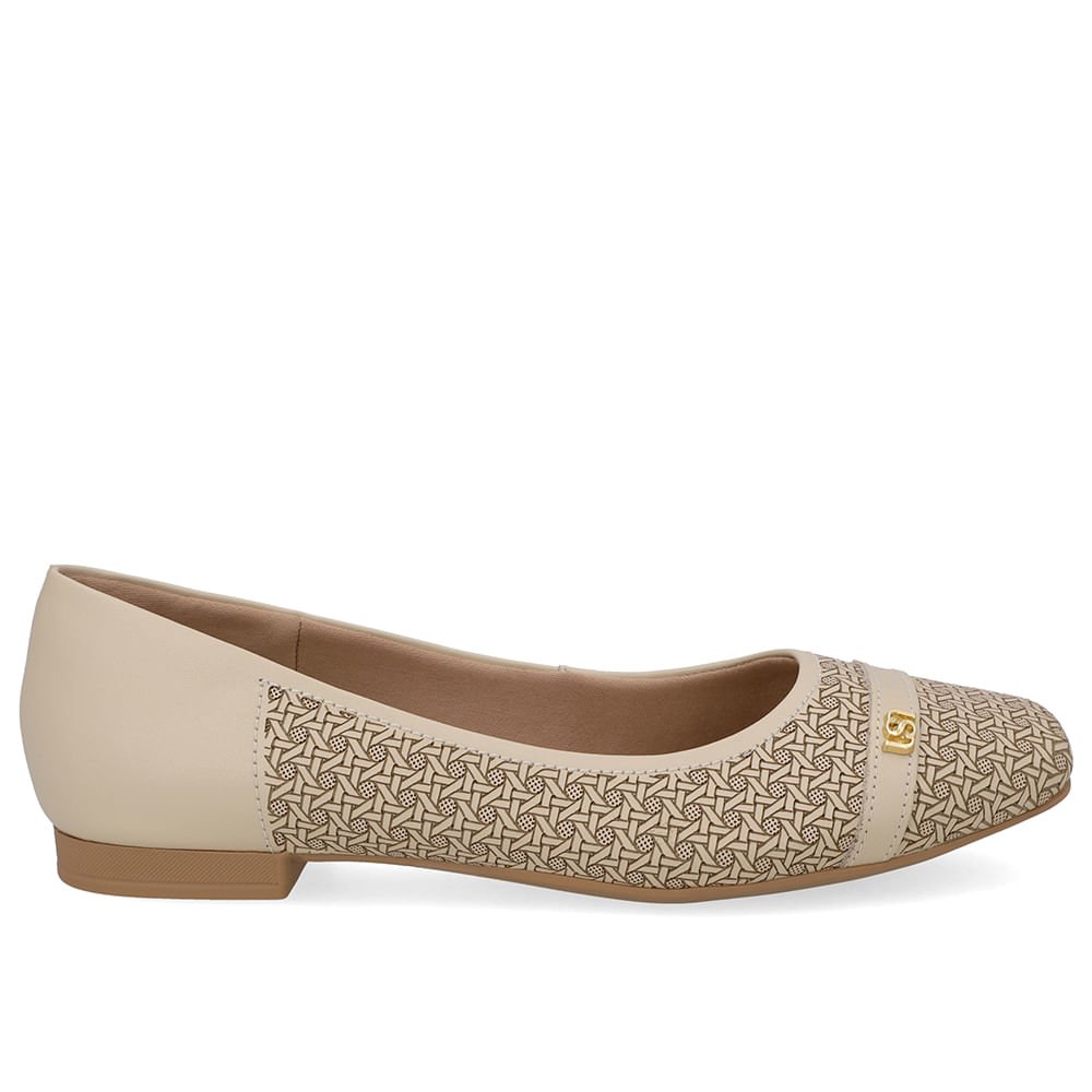 Sapatilha Bege Couro Laser