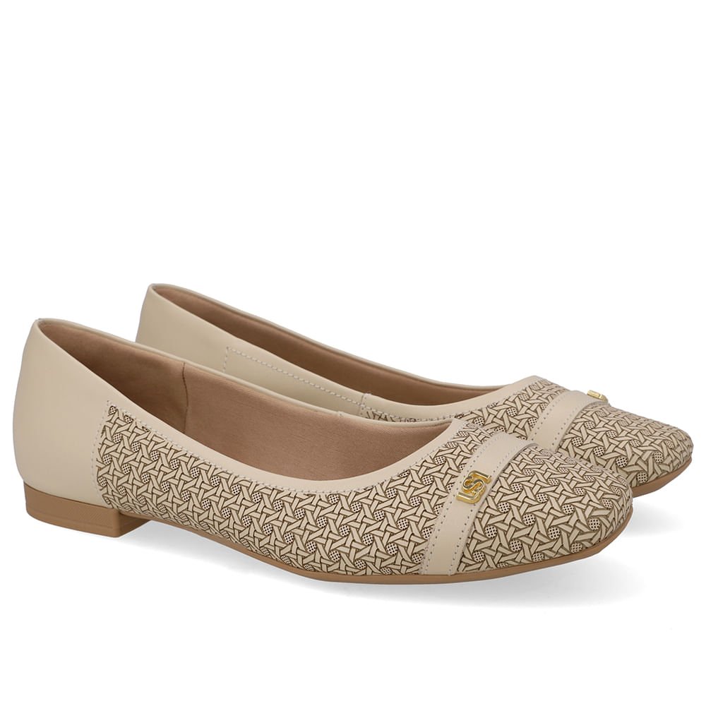 Sapatilha Bege Couro Laser Bege 2