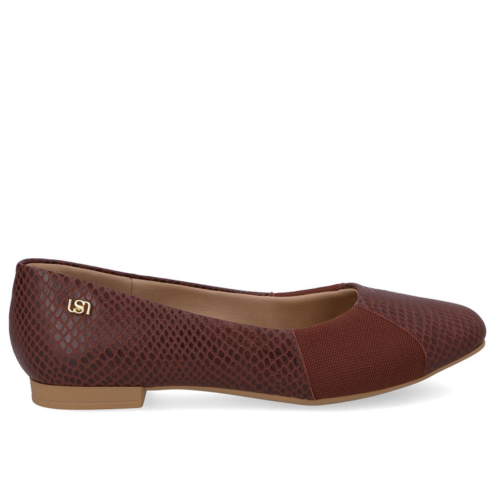 Sapatilha Vermelha Couro Bico Quadrado Tecido