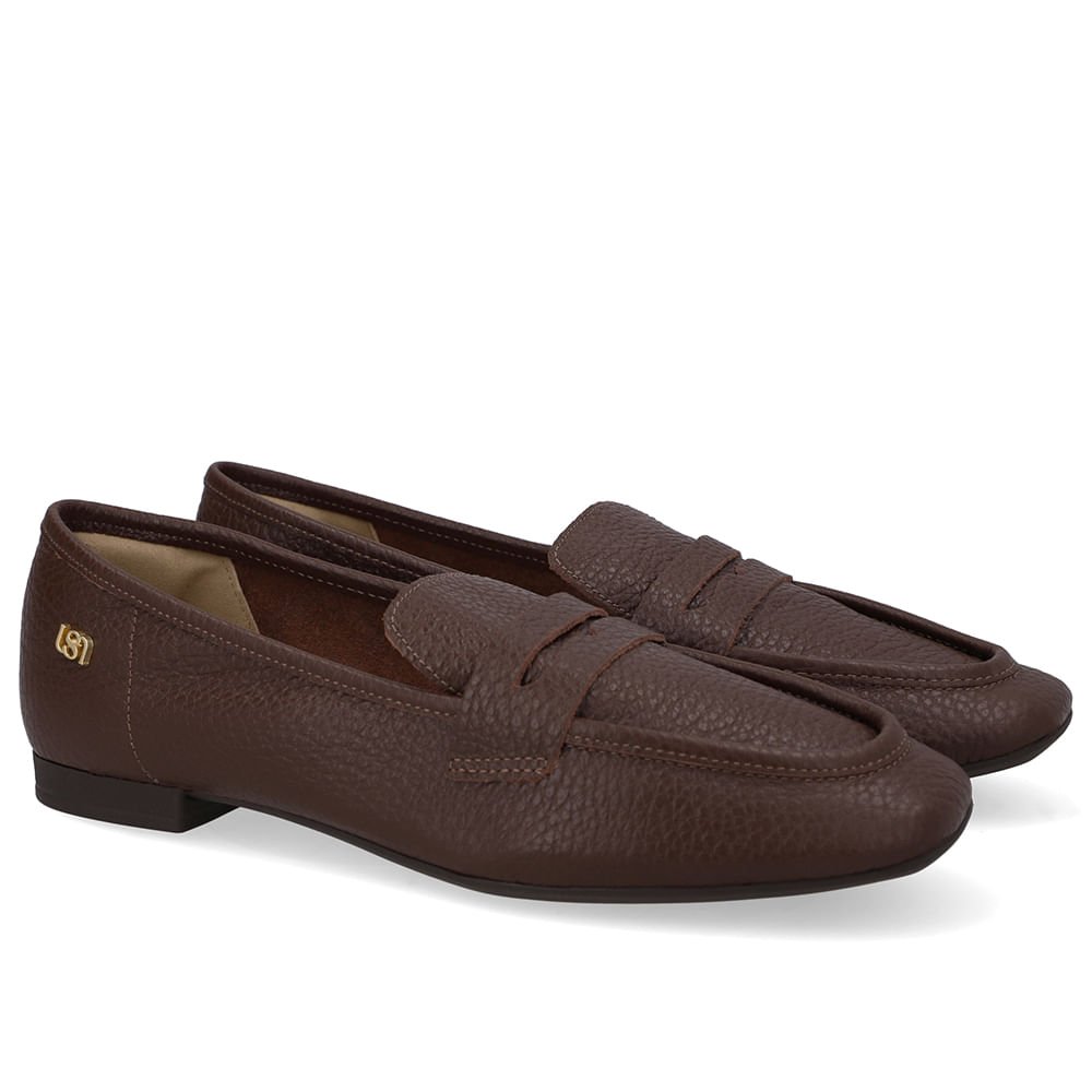 Loafer Couro Marrom Pinhão Básico Marrom 2