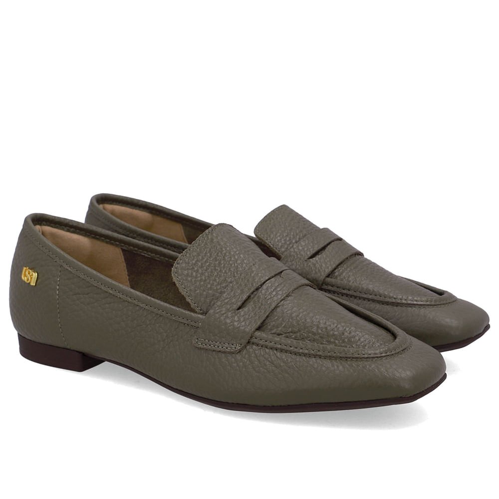 Loafer Couro Verde Básico Verde 2