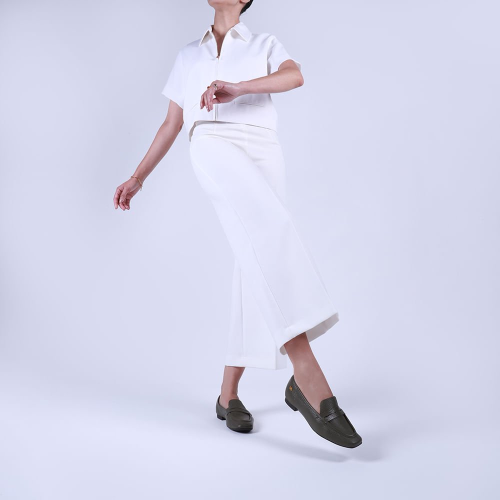 Loafer Couro Verde Básico Verde 4