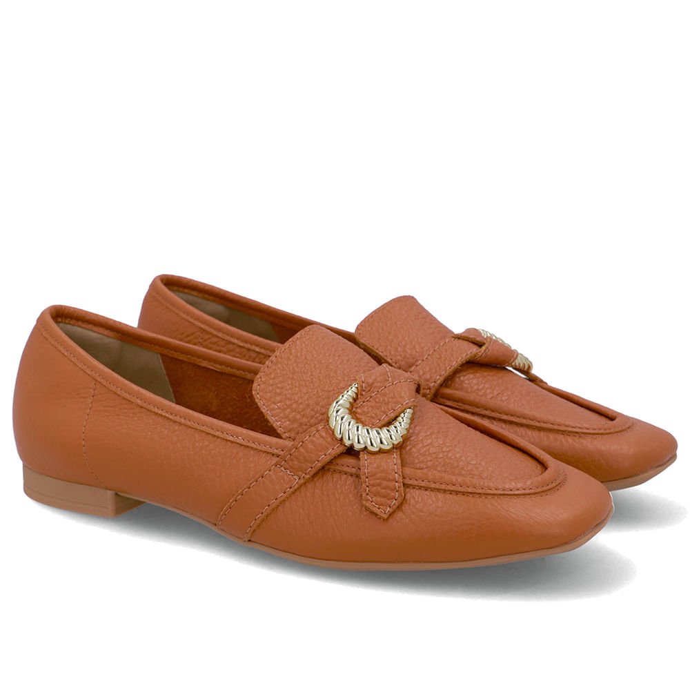 Loafer Couro Marrom Enfeite Marrom 2
