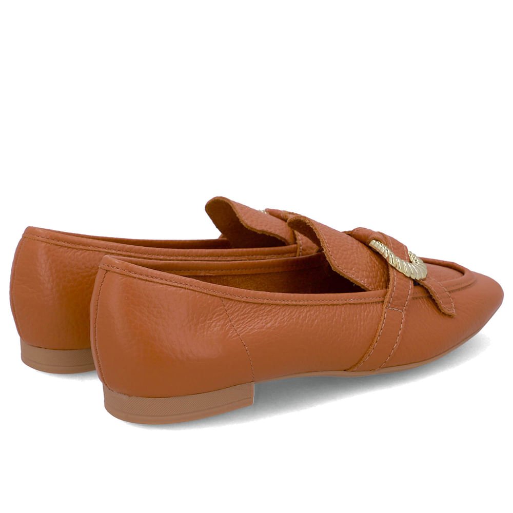 Loafer Couro Marrom Enfeite Marrom 3