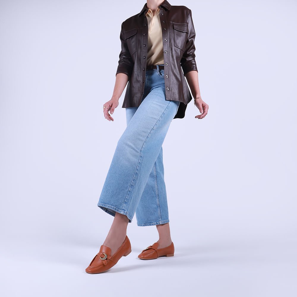Loafer Couro Marrom Enfeite Marrom 4
