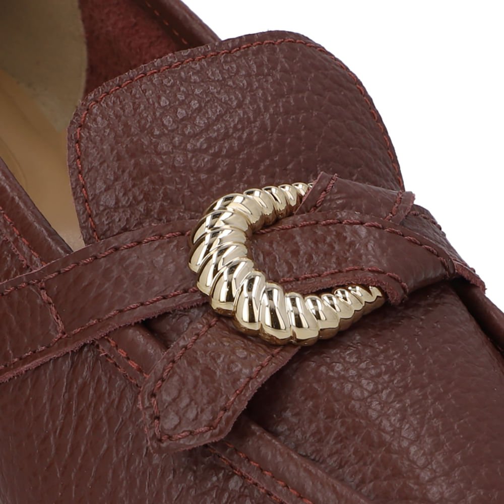 Loafer Couro Vermelho Enfeite Vinho 4