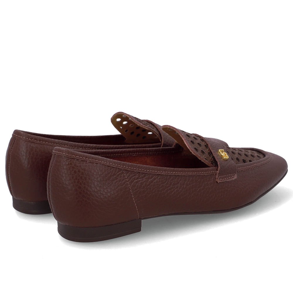 Loafer Couro Marrom Pinhão Recortes Laser Marrom 3