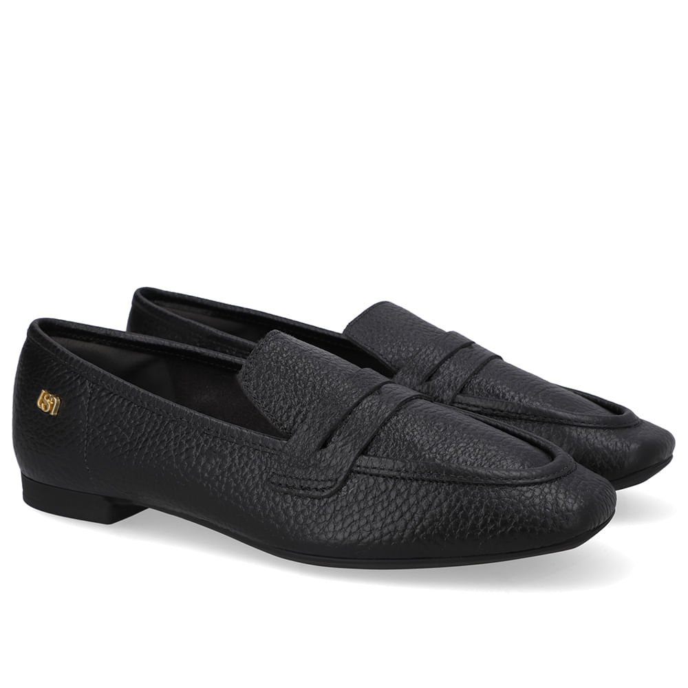 Loafer Couro Preto Básico Preto 2