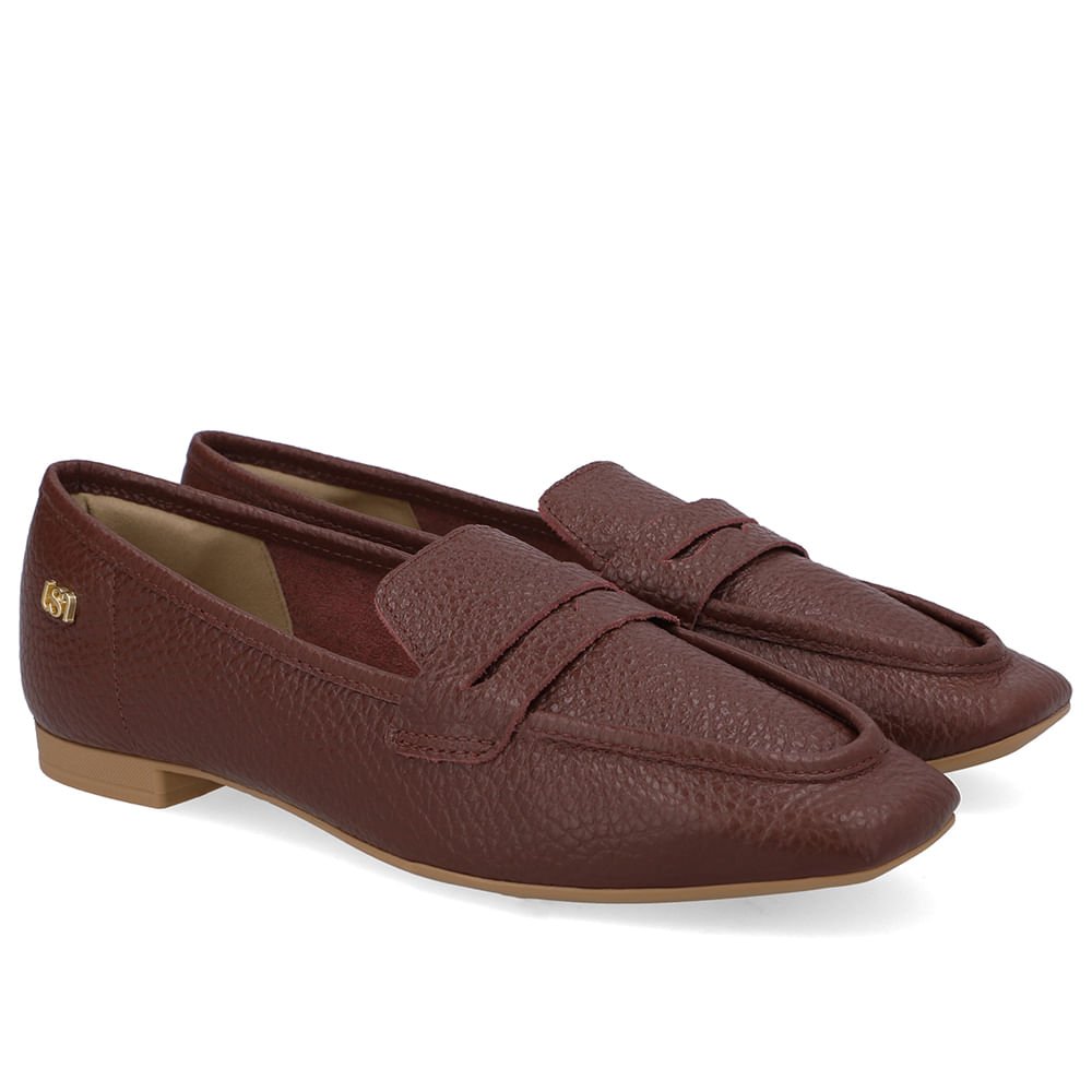 Loafer Couro Vermelho Básico Vinho 2